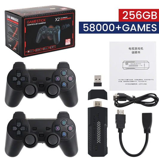 256G 58,000 Games GD10 plus Game Stick 4K HD Video Game Console 2.4G Double Wireless Controller Game Stick for N64/PSP/PS1/GBA